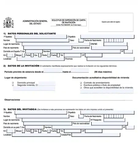 Carta invitación España